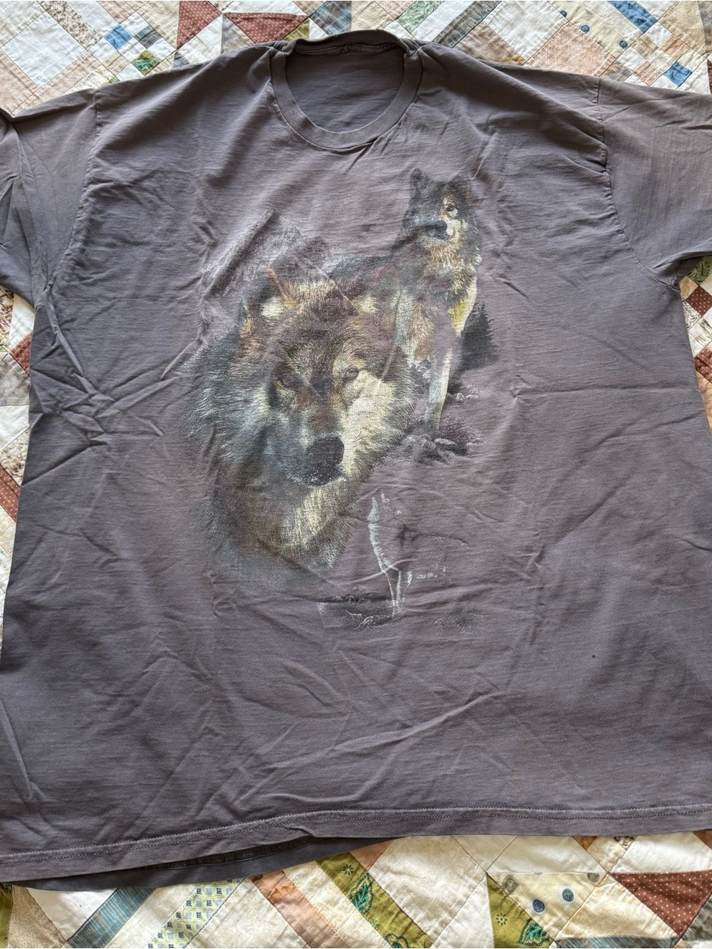 Graphic Wolf T‑Shirt in Charcoal Gray